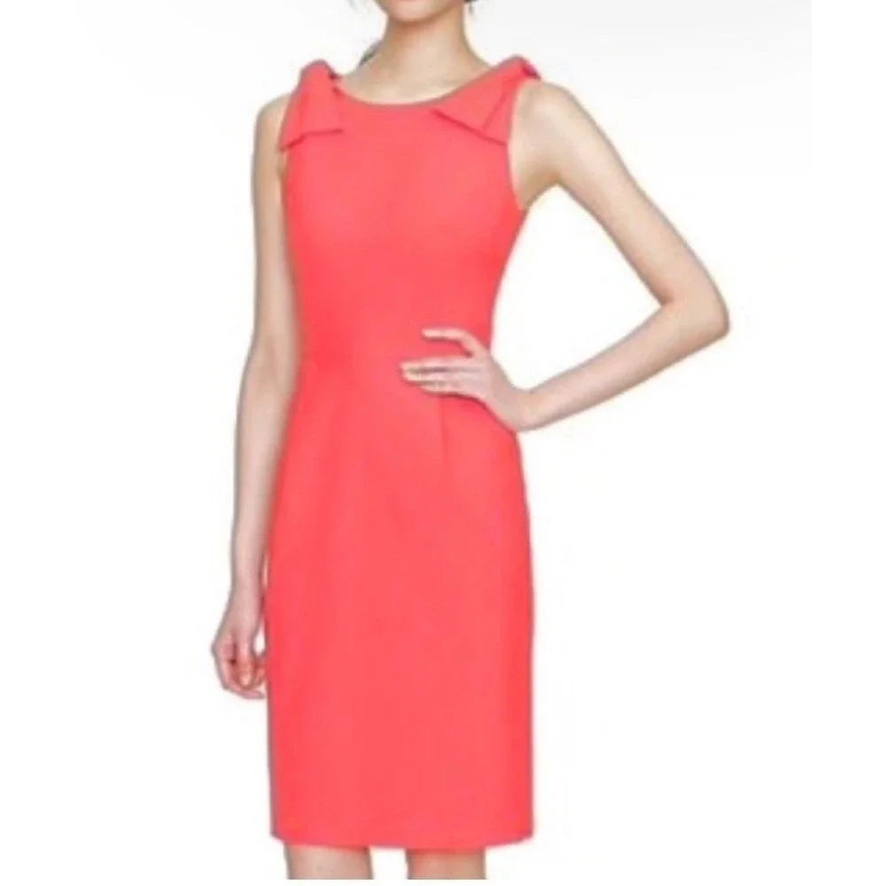 J.‎ Crew Coral Pink Origami Bow Detail Sheath Dress Womens Size 4